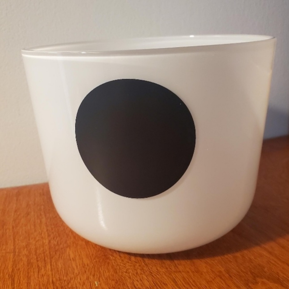 Ice Bucket/vintage Anne Nilsson/Handmade White/Black Dot Glass